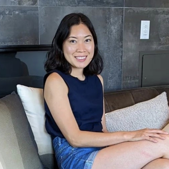 Vince Knit Crew Neck Boxy Linen Tank Top Blue S minimalist contemporary preppy - Picture 2 of 9